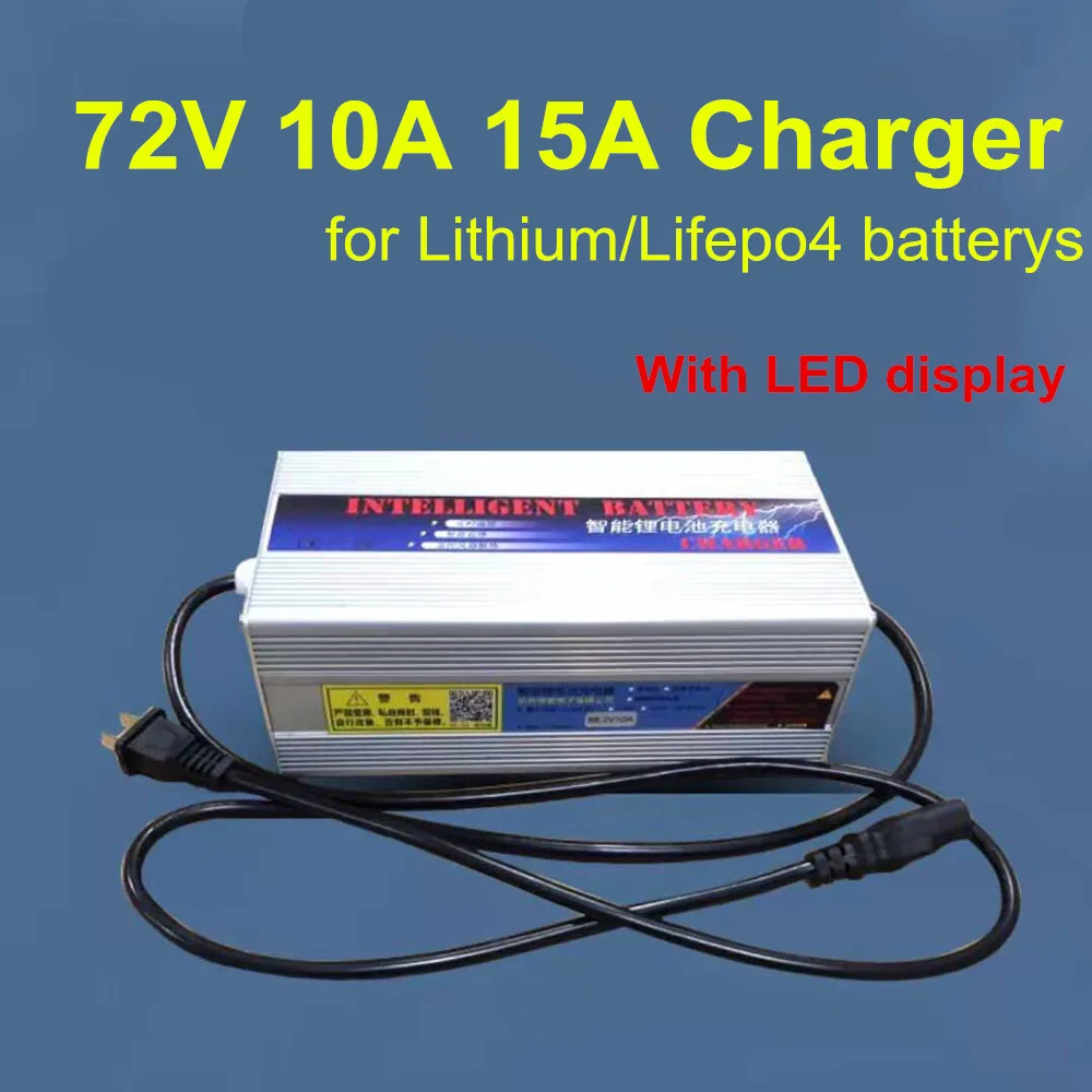 Inteligente com Display Lcd para Batterys Íon de Lítio Li-ion 24s 87.6v Lifepo4 Carregador Ajustável Lipo 72v 10a 15a 20s 84v