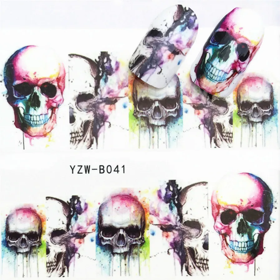 LOLEDE 5 лист флаг и череп наклейки на ногти Цветок Наклейка слайдеры дизайн ногтей