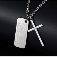 silver color think chain hippie christian jesus bible cross pendant necklace stainess steel jewelry on the neck cool men gifts