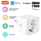 Умная розетка Tuya ZigBee, 789 шт., вилка европейского стандарта, 16 А, монитор питания, пульт дистанционного управления, Функция синхронизации, работа с Alexa Google Home