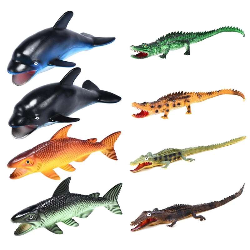 

Simulation Marine Animal Model Decoration Ornaments Realistic Sounding Perch Crocodile Dolphin Children Educational Prop Kids
