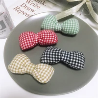 15pcslot diy handmade plaid cotton bow padded patches appliques for clothes diy hair decoration