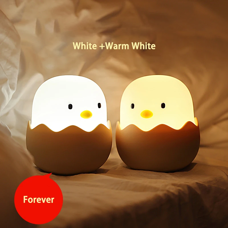 

LED Night Lamp Soft Silicone Kids Bedroom Light Animal Chick Touch Night USB Rechargeable Atmosphere Light