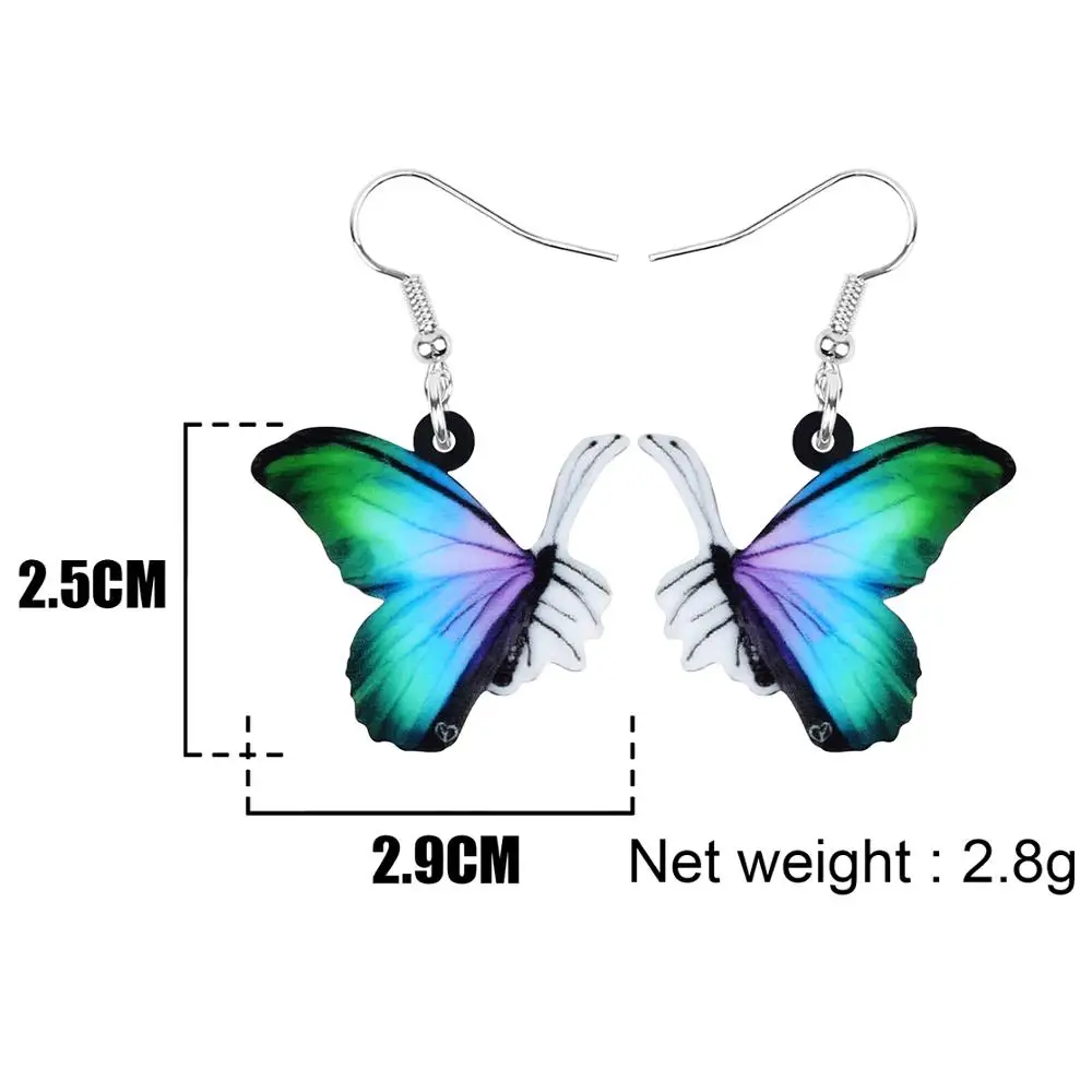 ARWA Акриловые Синие Морфо бабочка животное серьги большой длинный печать
