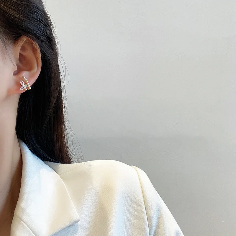 

Exquisite Flower Zircon Design Earrings Female Geometric Girl Party Birthday Christmas Ornament Gift