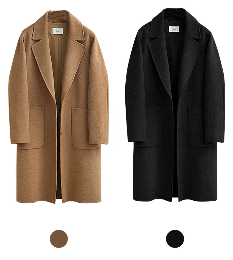 Модные черные Большие размеры женские демисезонные женские простые шерстяные пальто длинные куртки зимнее облегающее шерстяное пальто Casacos Manteux Femme