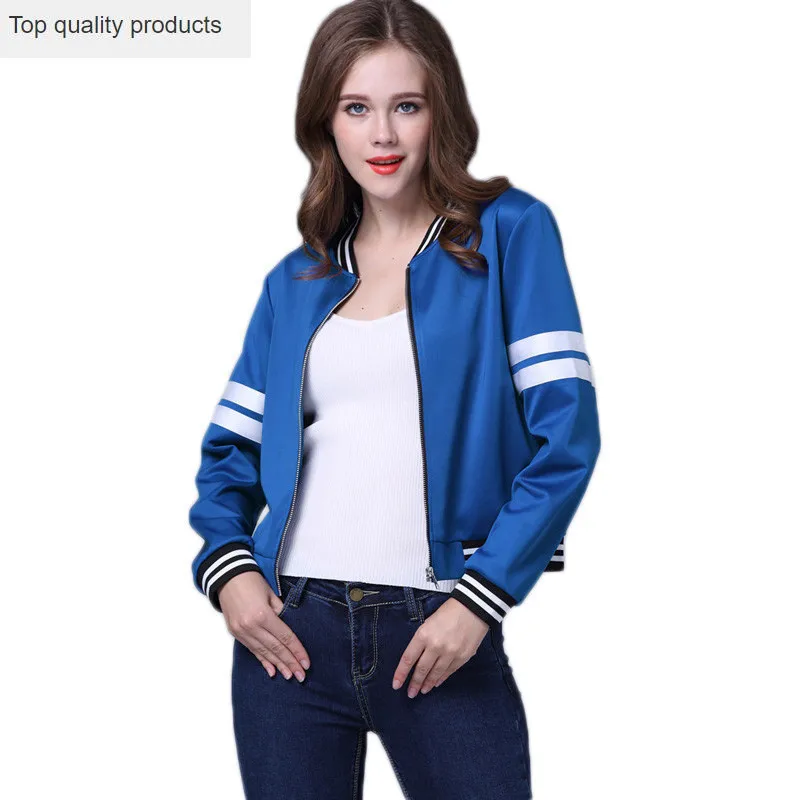 

Casual Bomber Jacket 2020 New Women Spring and Autumn Long Sleeve Slim Striped Jacket and Coat Female LH909