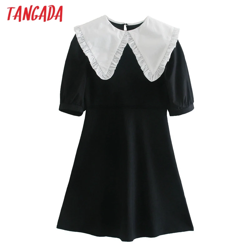 Tangada модное женское трикотажное платье с воротником Питер Пэн в стиле пэчворк