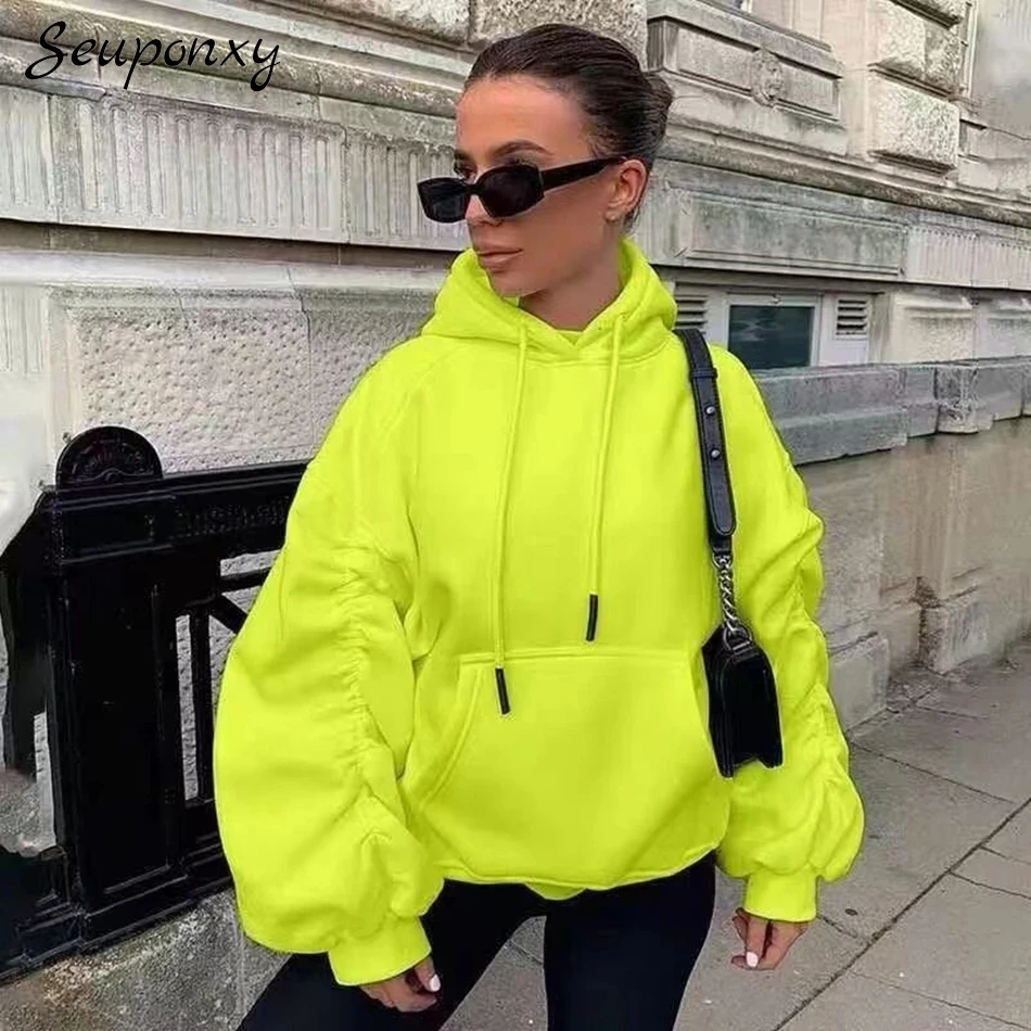 

Толстовка женская спортивная, с капюшоном и длинным рукавом, весна 2021