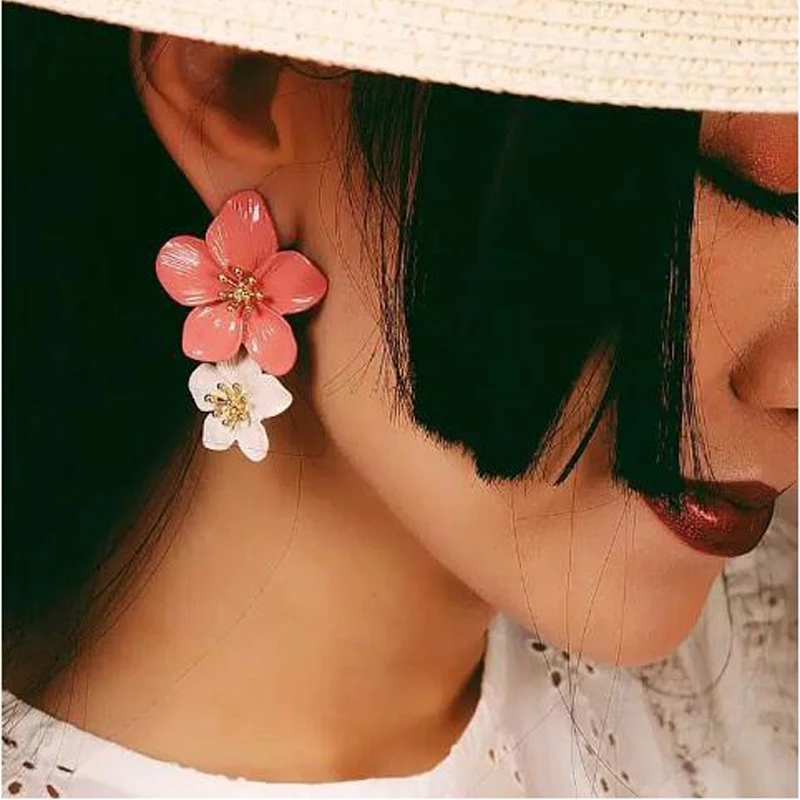 Модный акриловый белый черный серьги для женщин эффектная мода цветы 2019 новая