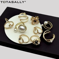 totasally fashion finger ring for women rock geometric top rings simulated pearl popular party rings jewelry anillos de mujeres