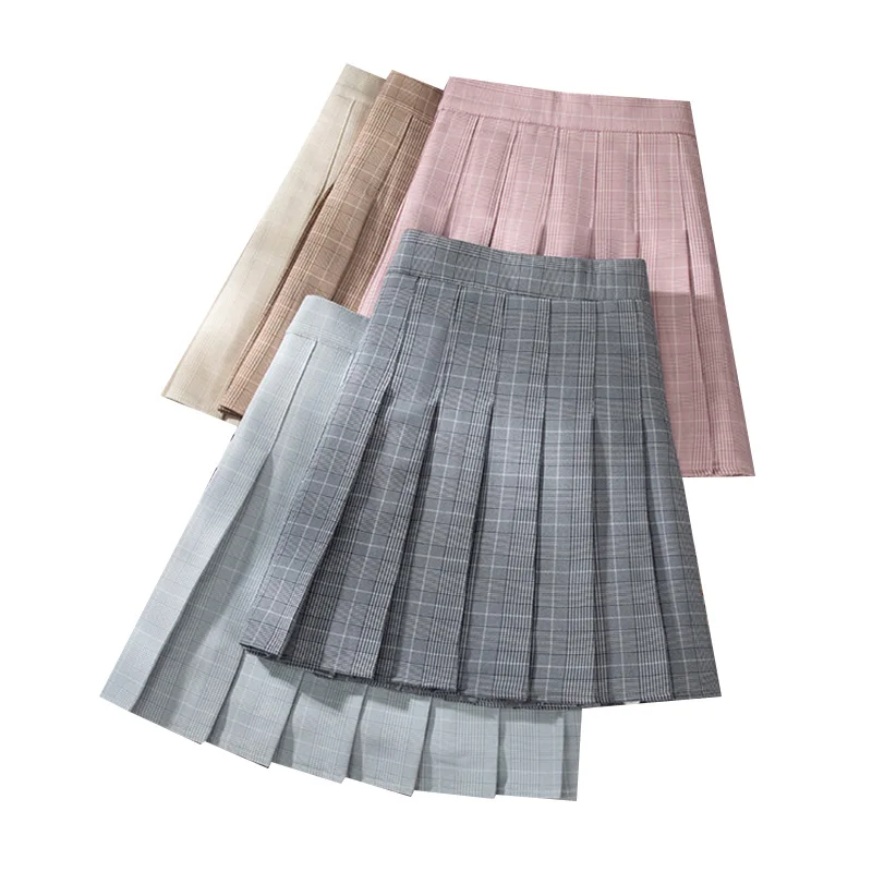 

Fashion Woman Skirts High Waisted Women Pleated Plaid Skirt Kawaii Sweet Ladies Mini Skirt Summer A-Line Female Short Skirt