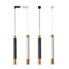 Современный светодиодный подвесной светильник с длинной трубкой, лампа черного, белого и золотого цвета для островка, бара, магазина, комнаты, кухни, освещение, освещение