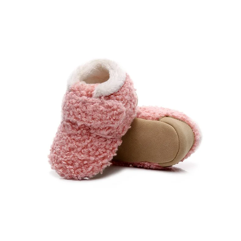 

0-12M Winter Baby Boy Girl Fluff Super Soft Velcro Baby Shoes Soft Bottom Toddler Shoes Newborn Shoes