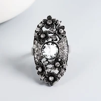 women zircon ring party classic style ring high quality crystal women ring black gold flower shape jewelry accessories new gift