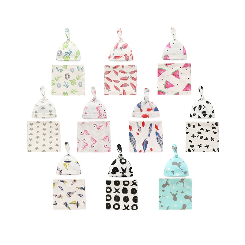 1 комплект детское муслиновое одеяло для пеленания с цветочным принтом + шапочка