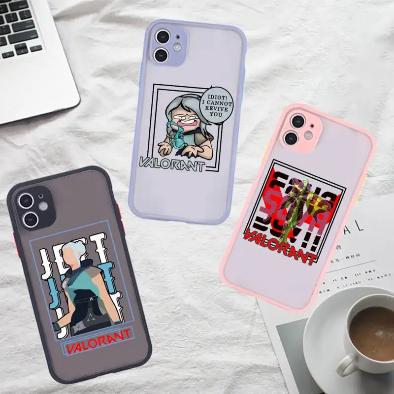 

Valorant Phone Case For iPhone 12 11 Mini Pro XR XS Max 7 8 Plus X Matte transparent Gray Back Cover