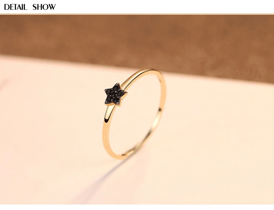 Чистое 14K Золотое кольцо винтажная звезда CZ женские обрачальные кольца, Помолвка Ювелирные изделия из желтого золота