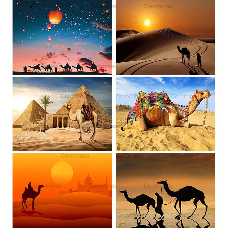 

Diy Diamond Painting Desert Camel Animal 3D Embroidery Pyramid Sunset View Full Drill 5D Cross Stitch Crystal Mosaic Home Decor