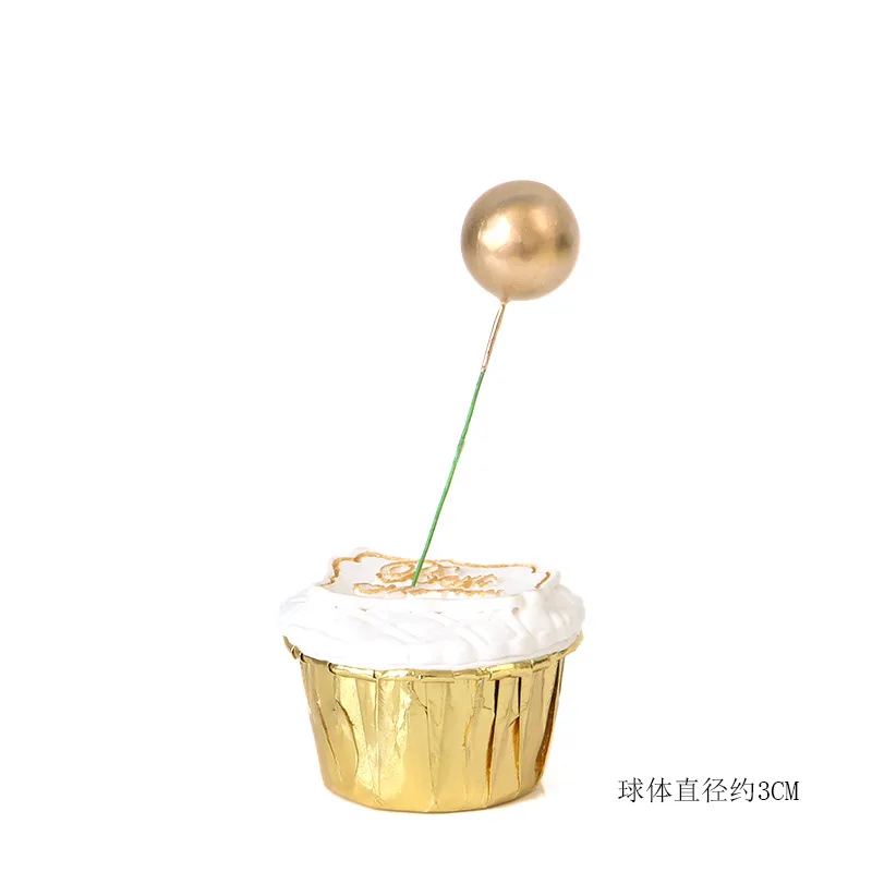 gold 3cm 5pcs Cakelove 5 шт./лот Прекрасный Золотой шар торт Топпер кекс ко дню рождения для украшения детского душа детский день рождения праздничный свадебный сувенир поставки - Цвет: gold 3cm 5pcs