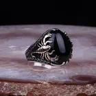 Винтажное изысканное высококачественное кольцо с черным камнем скорпиона эксклюзивный дизайн мужское кольцо подарок для Него