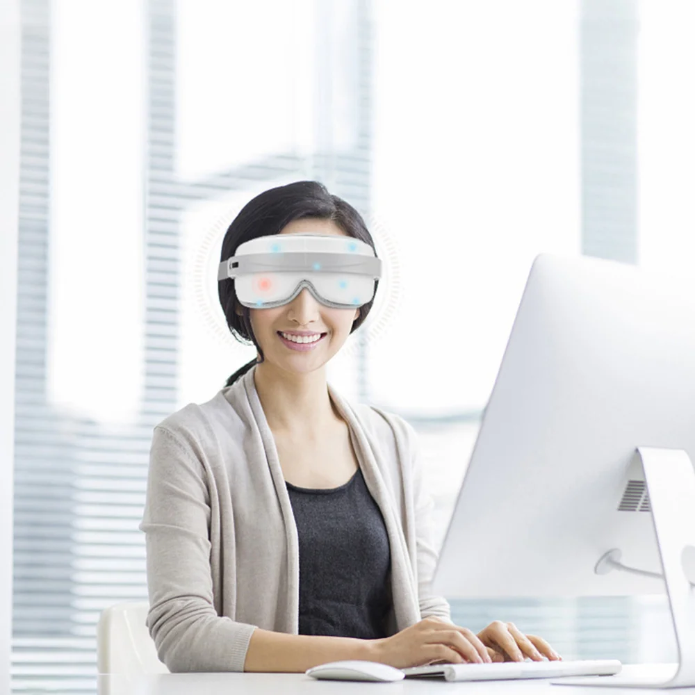 

Anti-Aging Eye Massager with Heat Compression Bluetooth Music Rechargeable Eye Massager for Relieve Eye Strain Dark Circles