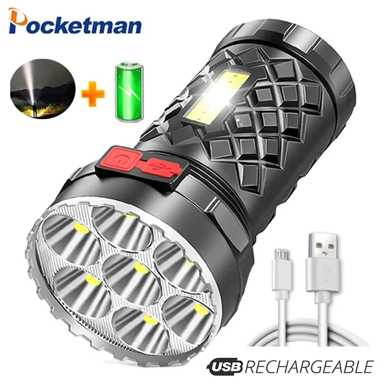 

Суперъяркий фонарик, перезаряжаемый наружный Многофункциональный светодиодный фонарик, боковой фонарь, точесветильник светильник дальне...