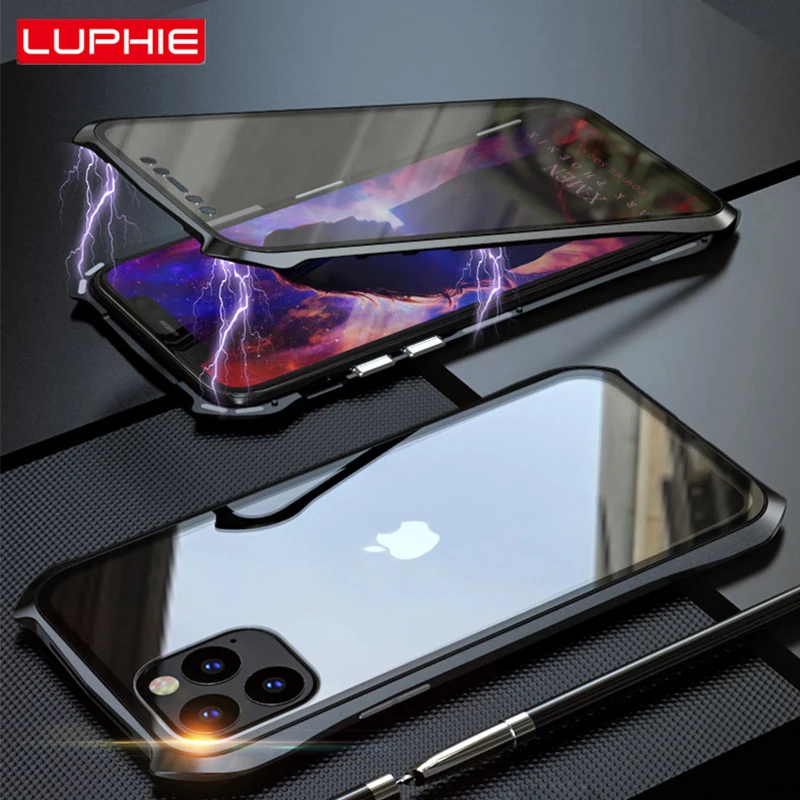 Luphie 360 Full Wrap Magnetic Case for iPhone 11 Pro Max 9H Tempered Glass Mobile Phone Cover |