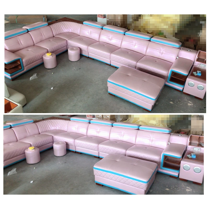 Новая мода шоколадный цвет 5 мест с одной спальной кровати кожаный диван кровать