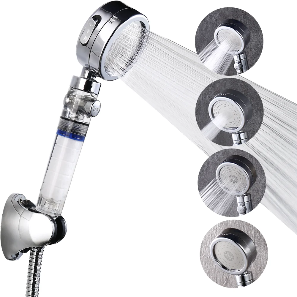 

3 Mode Shower Head High Pressure Replaceable Cotton Filter Element Bath Shower Filter with Water Stop and Showering Switch