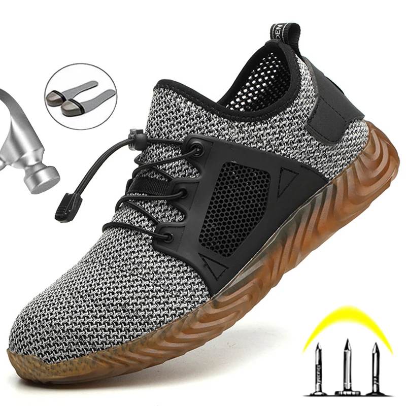 Рабочие защитные ботинки легкие со стальным носком Мужская неразрушаемая обувь