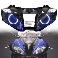 motorcycle headlight assembly for yamaha yzf r6 08 15 hid projector conversion led blue angel eyes drl high low beam headlamp