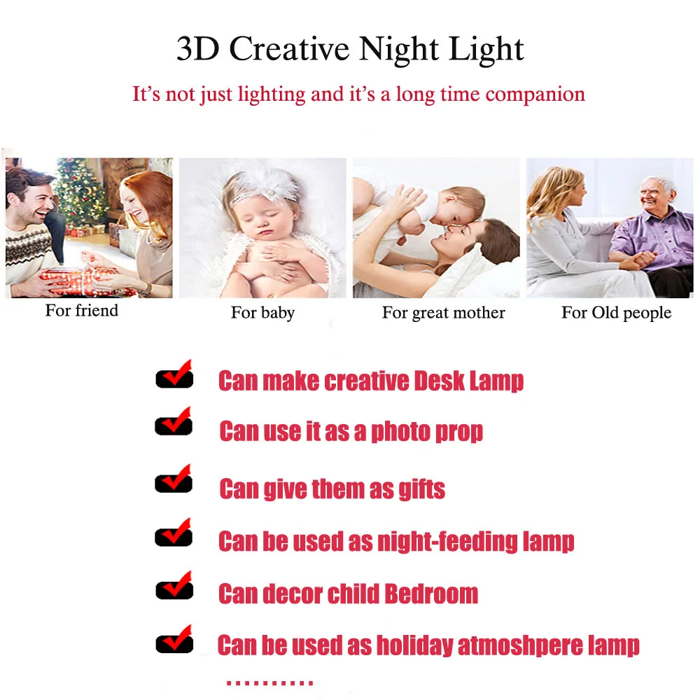 Скандинавский креативный мультяшный стиль USB штекер 3D ночник светодиодный на
