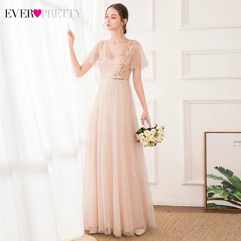 Элегантное платье подружки невесты Ever Pretty EP00735BH ТРАПЕЦИЕВИДНОЕ ПЛАТЬЕ С v