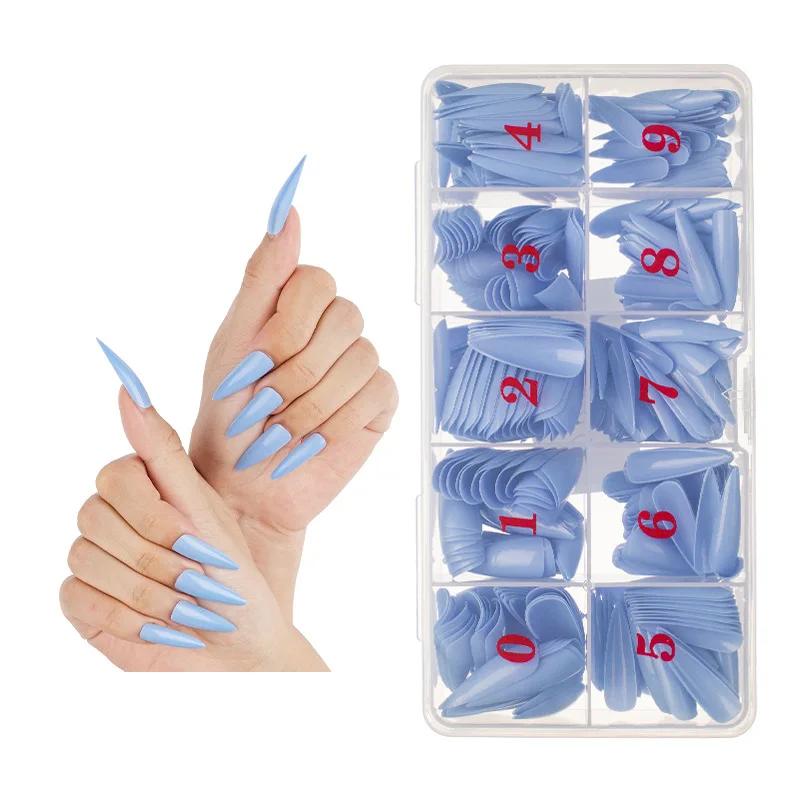 

500 Pcs Full Cover High Heels Ghost Pointed Fake Nail Patch Multicolor Mix Portable Wearable Fake Nail Nail Extension Tool CL06