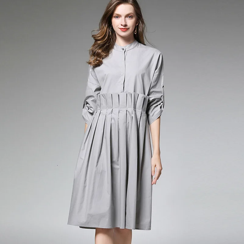 Женское свободное платье [LANMREM] длинное с Секцией воротника модель PA232 на осень 2020