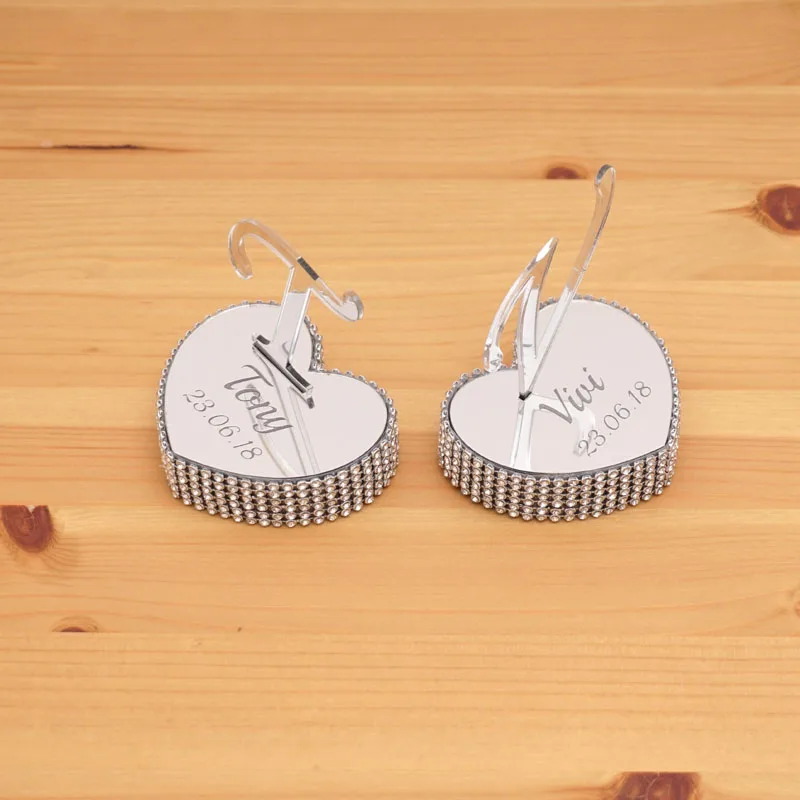 2 шт. 6 см сердца с буквой стоячие зеркальные EVA Стразы персонализированный