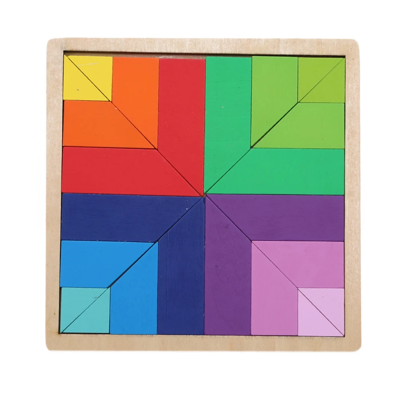 Wooden Puzzle for Children Kids Geometric Square Board Intelligence Puzzle Kids Wooden Learning Educational Toys Jigsaw