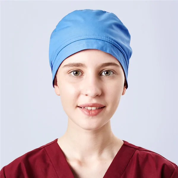 Surgical Cap Blue Женский мужской костюм для скраба медицинский Спа-Униформа больница или рабочая одежда поплин удобный доктор-дантист рабочие костюмы топ и брюки - Цвет: Surgical Cap Blue