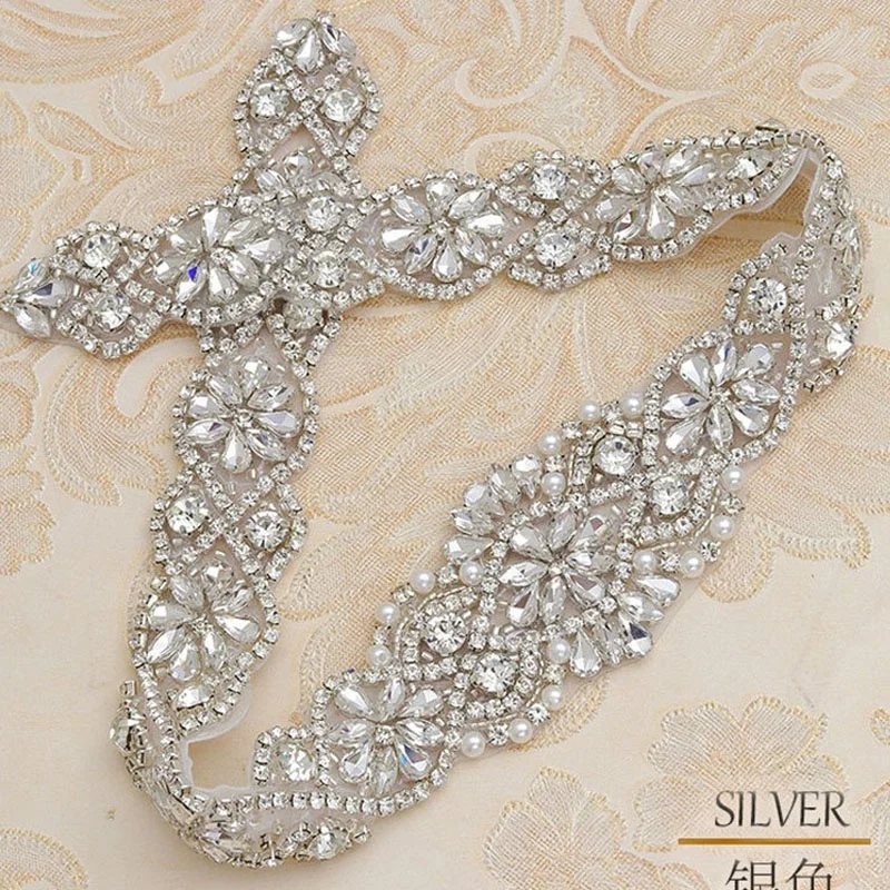 Свадебный свадебный пояс Кристальный жемчуг с атласной лентой 17*1 5 | Аксессуары