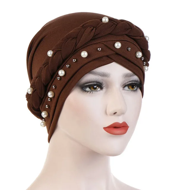 

New Fashion Hat Women Solid Casual Plait India Hat Muslim Ruffle Cancer Chemo Hat Beanie Scarf Turban Head Wrap Cap
