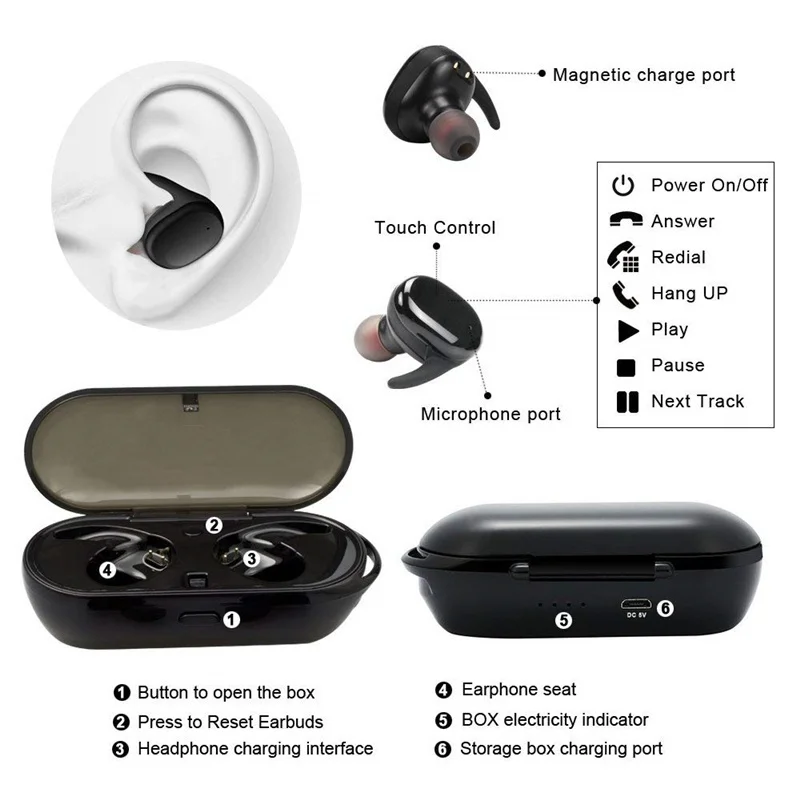 Беспроводные Bluetooth-наушники Y30 для спорта на открытом воздухе с микрофоном