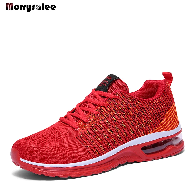 Sports Leisure Large Size Mesh Casual Shoes Lacing Men's Shoes Breathable Shoes Sports Flying Knitting Running Men's Sneakers