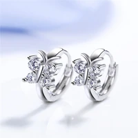 luxury crystal silver plated butterfly earrings fashion animal butterfly earrings womens jewelry wedding earrings birthday gift