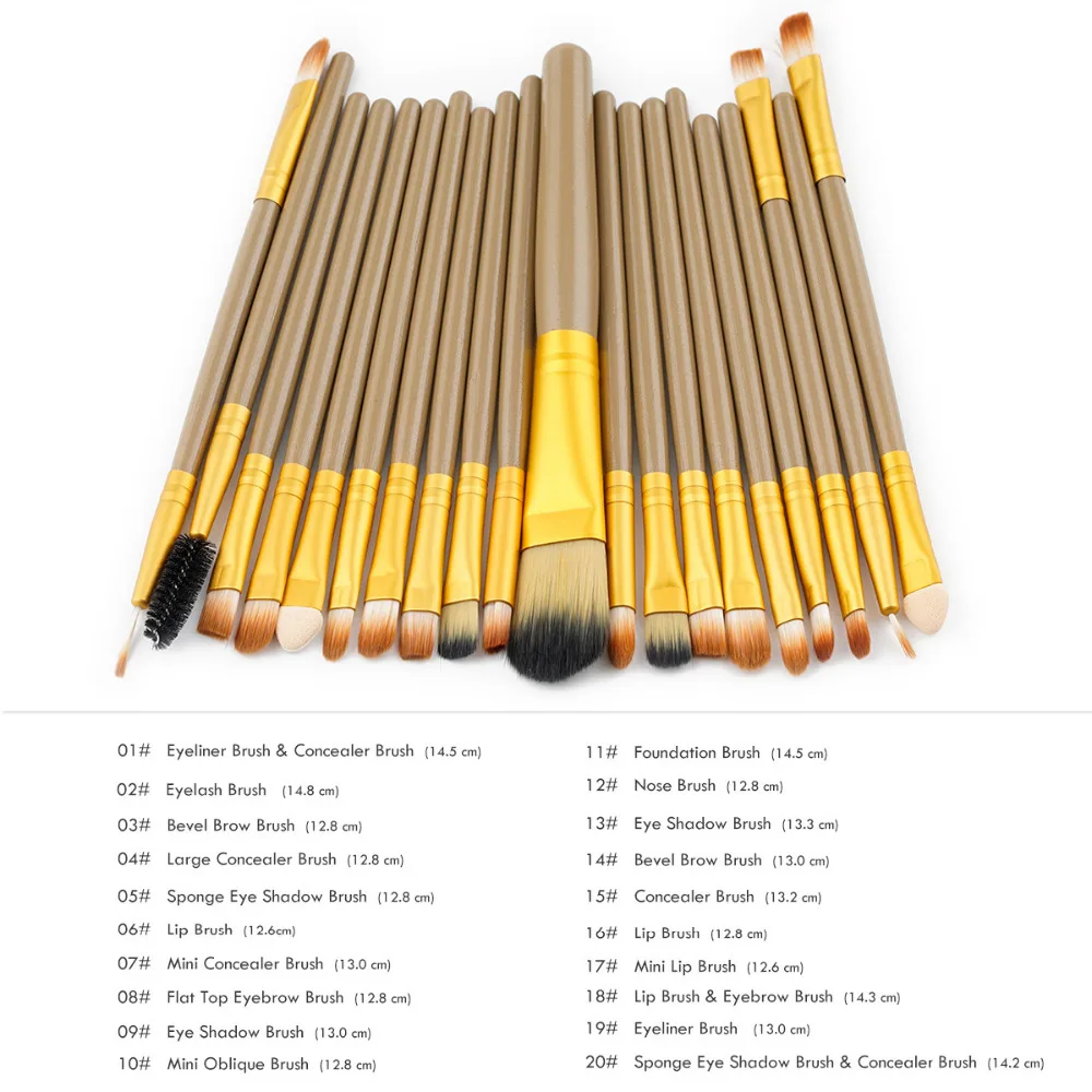 Набор кистей для макияжа кисточки теней основы пудры подводки с ресницами губами