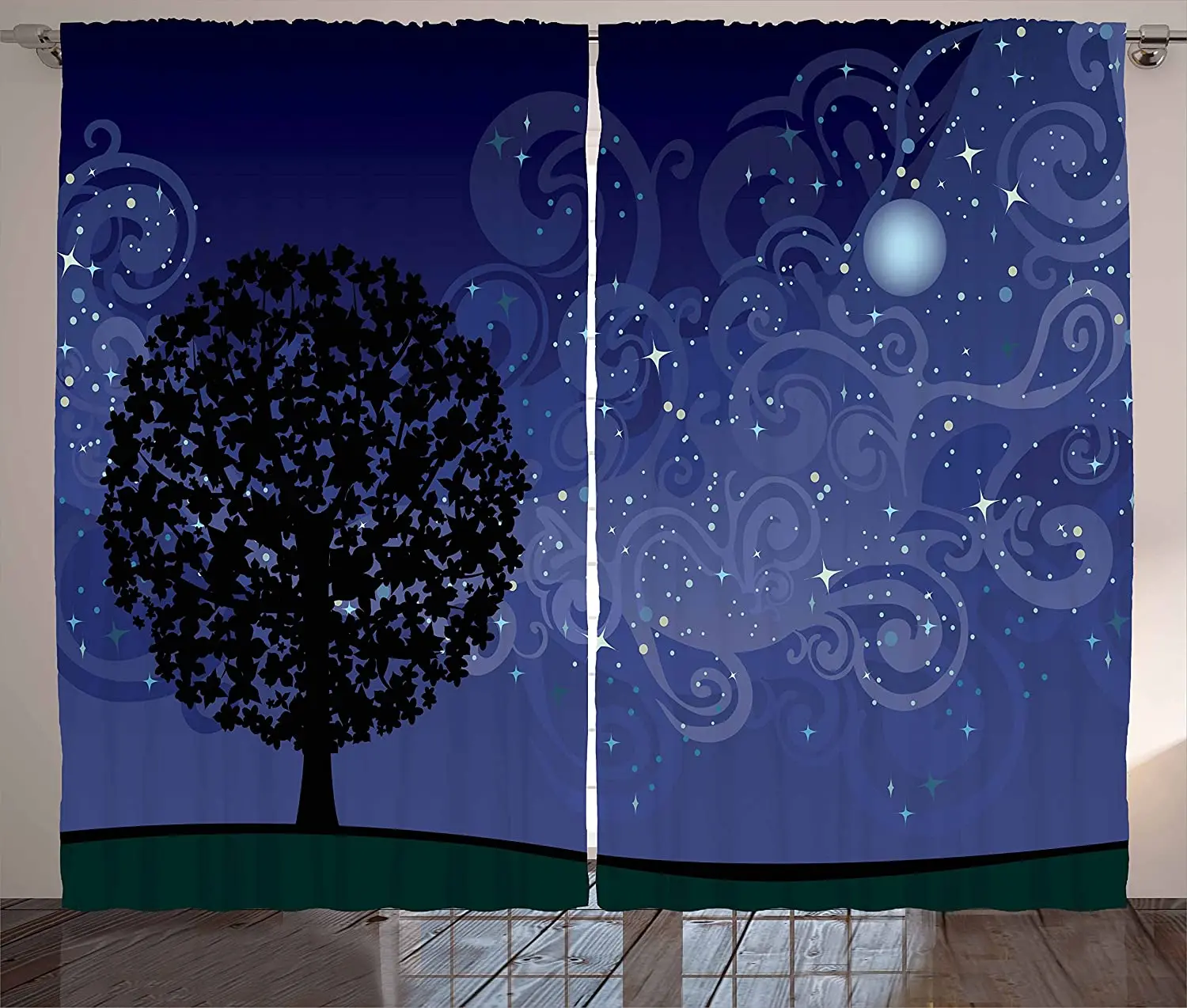 

Светонепроницаемые шторы Звездная ночь дерево на горе заполненное звездой небо и луна Млечный Путь галактика оконная занавеска