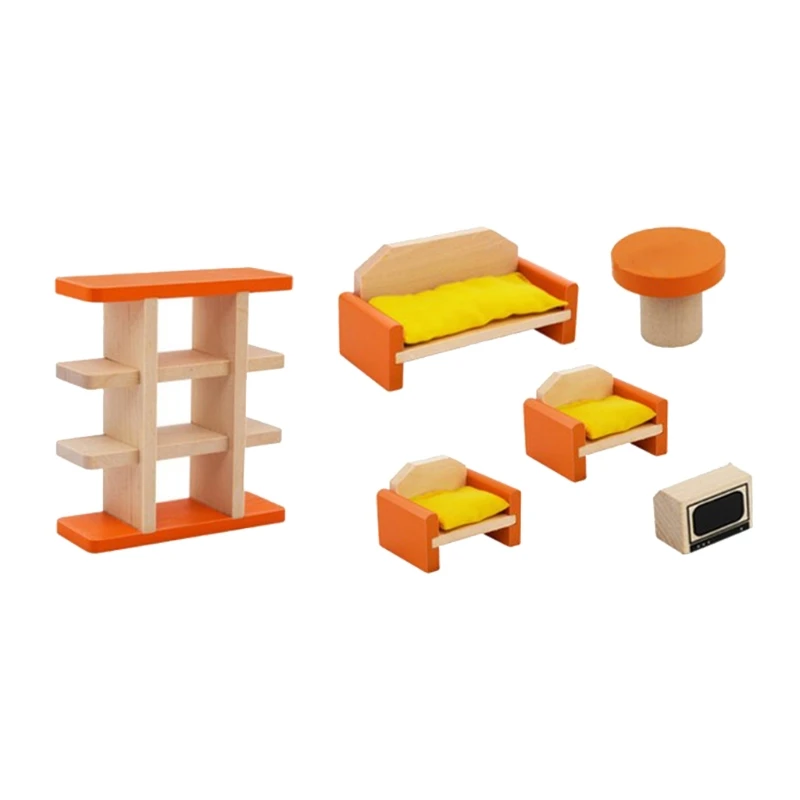 

1 Set Colorful Wooden Doll Miniature House Accessories Furniture Dollhouse Set