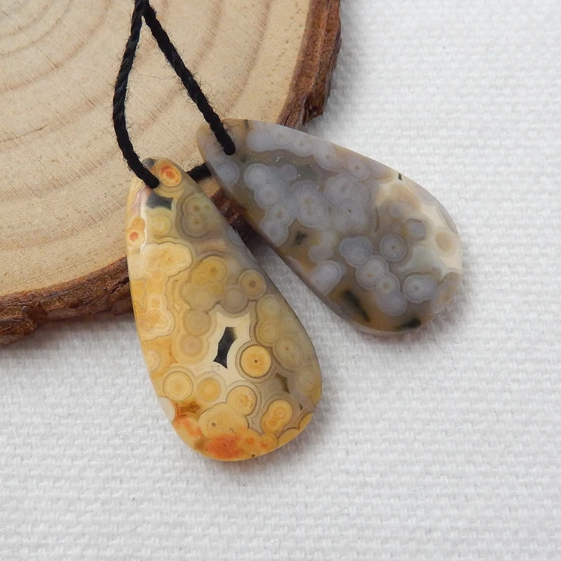 1 пара натуральных камней в форме капель океана Джаспер спереди просверленные