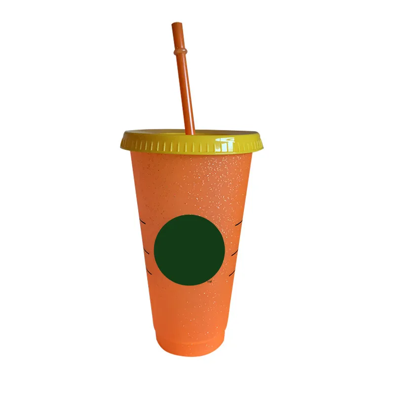 700 мл Радужная соломенная чашка с логотипом и крышкой кофейная многоразовые