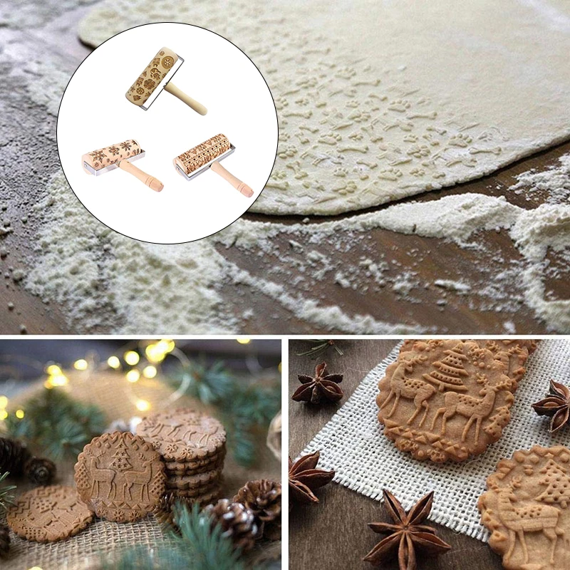 Рождественское тиснение печатное Печенье Тесто палка помадка инструмент толчок
